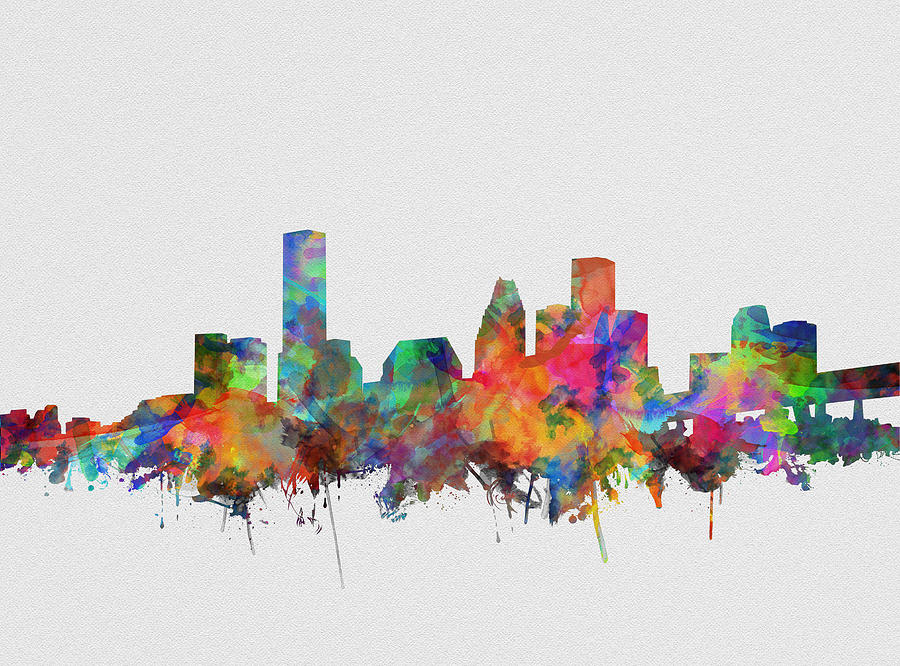 Houston Skyline Watercolor 5 Painting by Bekim M