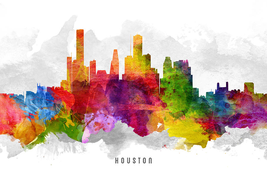 Houston Painting - Houston Texas Cityscape 13 by Aged Pixel