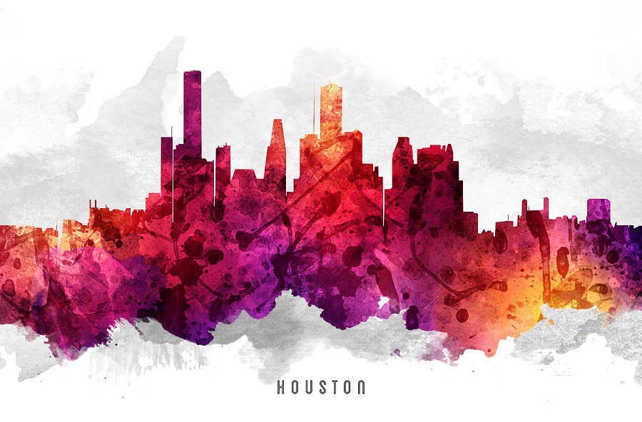 Houston Painting - Houston Texas Cityscape 14 by Aged Pixel