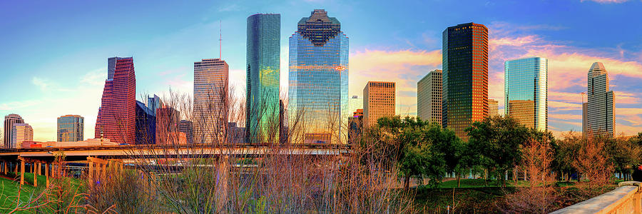 America Photograph - Houston Texas Downtown Skyline Panorama by Gregory Ballos
