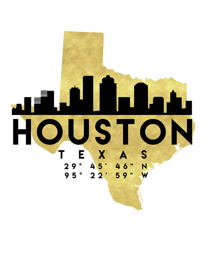 Houston Texas Silhouette City Skyline Map Art Digital Art By Emiliano Deificus Fine Art America 7100