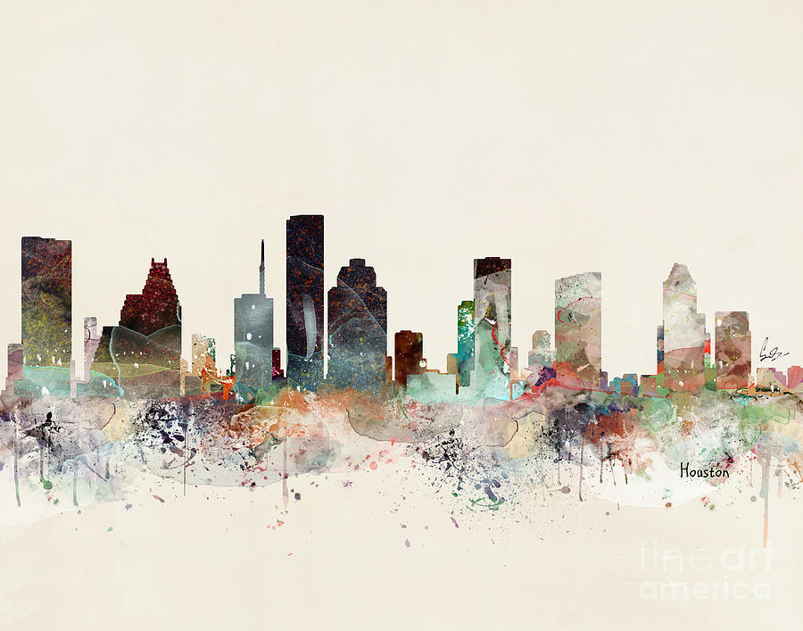 Houston Texas Skyline Painting by Bri Buckley