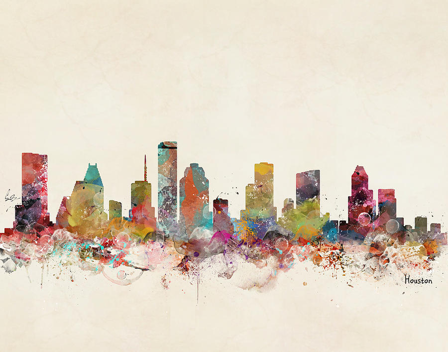 Houston Texas Skyline Painting - Houston Texas Skyline by Bri Buckley Houston Texas Skyline Painting - Houston Texas Skyline by Bri Buckley