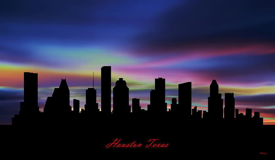 HOUSTON TEXAS DESIGNER SILHOUETTE SKYLINE ART - Houston - Sticker