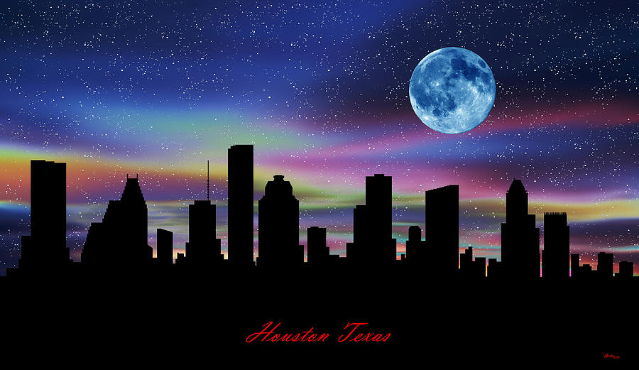 Houston Texas Twilight Skyline Digital Art