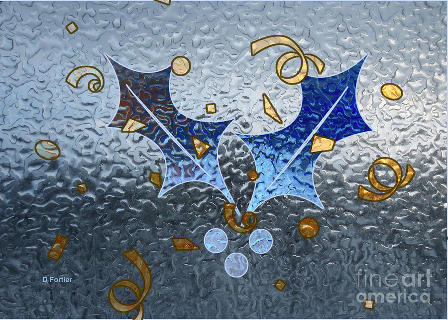 Houx bleu / Blue Holly Mixed Media by Dominique Fortier