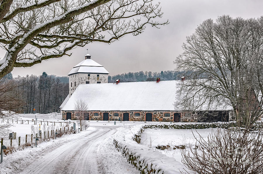 Hovdala Castle Stables in Winter Photograph by Antony McAulay