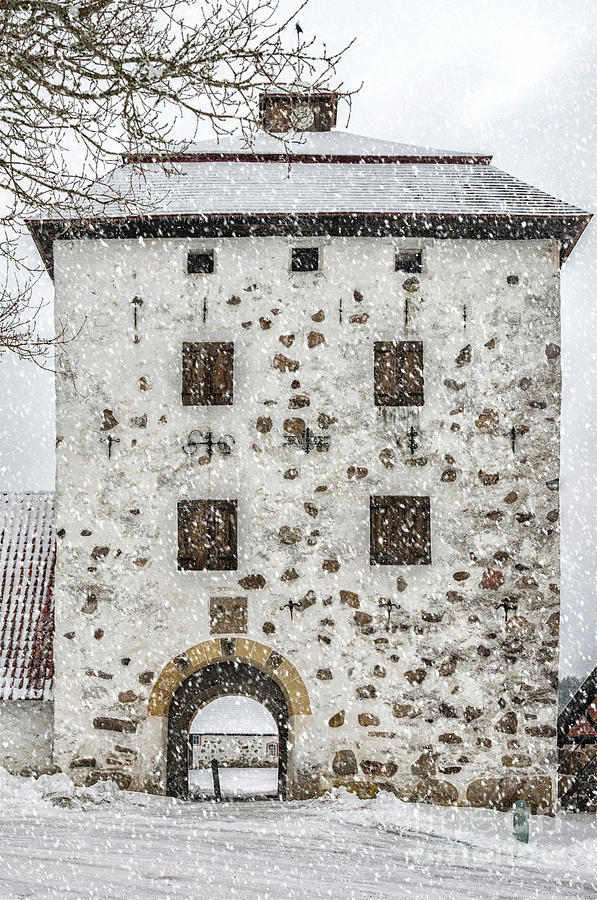 Hovdala Slott Gatehouse in Winter Photograph by Antony McAulay