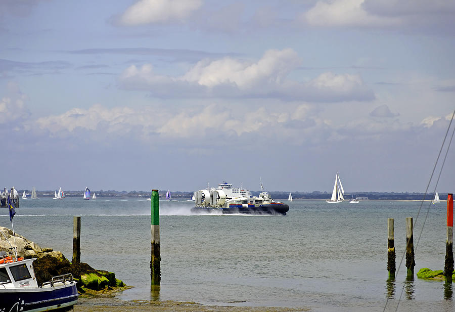Hovercraft Passing Ryde Harbour Mouth Photograph by Rod Johnson