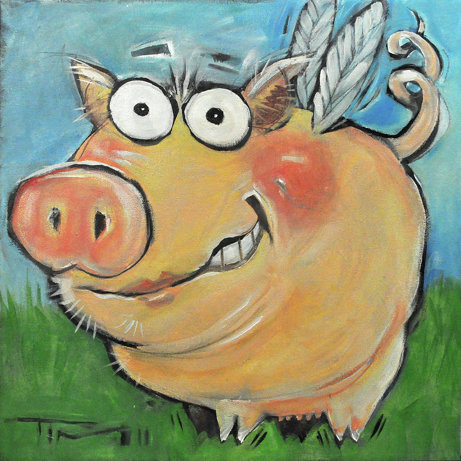 Hovering Pig Painting by Tim Nyberg