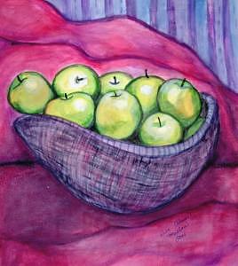 Food Painting - How Do You Like Them Green Apples by Ruth Olivar Millan Food Painting - How Do You Like Them Green Apples by Ruth Olivar Millan