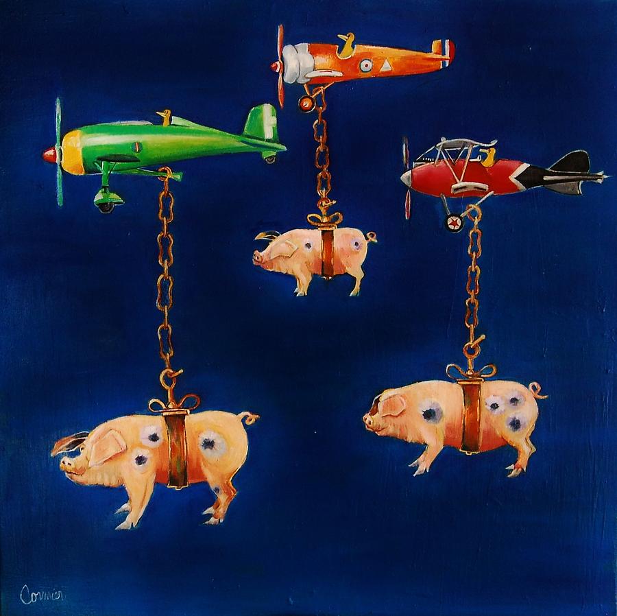 How Pigs Learn to Fly Painting by Jean Cormier