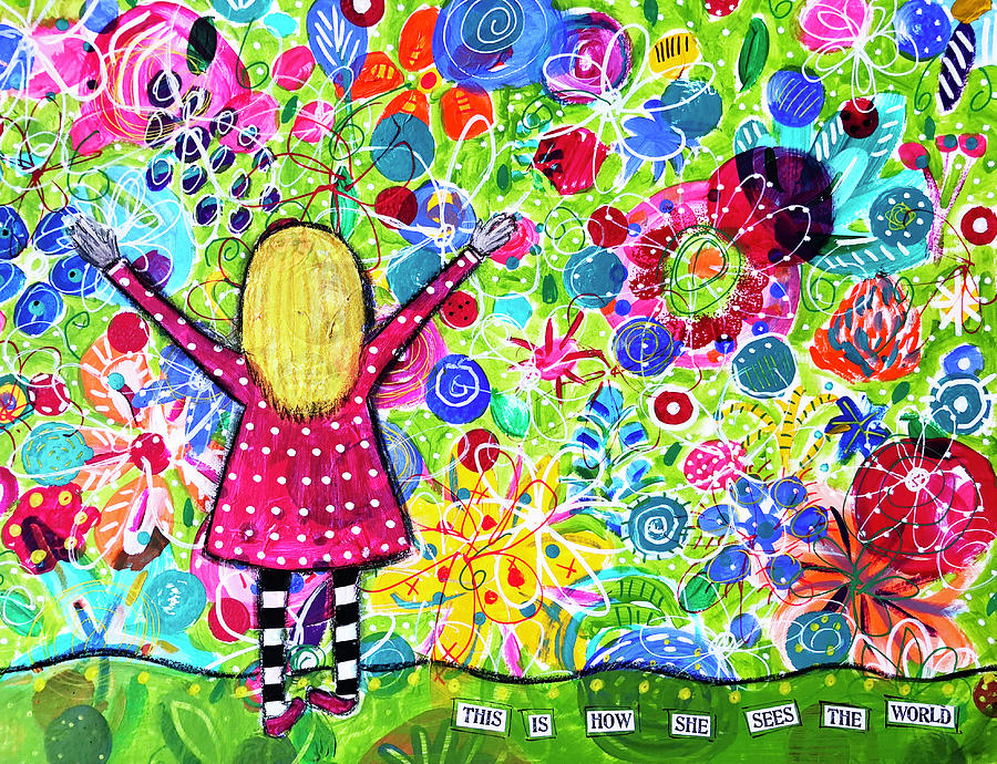 How She Sees the World Mixed Media by Lynn Colwell