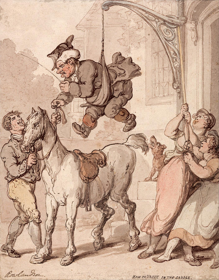 How to Vault in the Saddle Drawing by Thomas Rowlandson