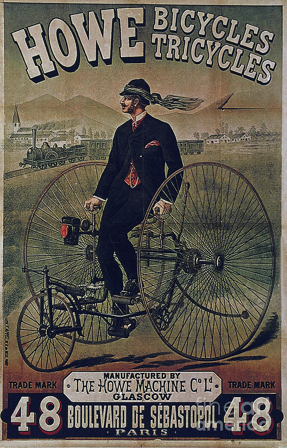 Bicycle Painting - Howe Bicycles Tricycles vintage cycle poster by Vintage Collectables