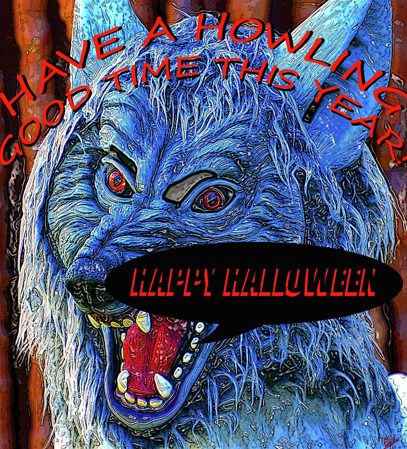 Howling good Halloween card Painting by David Lee Thompson