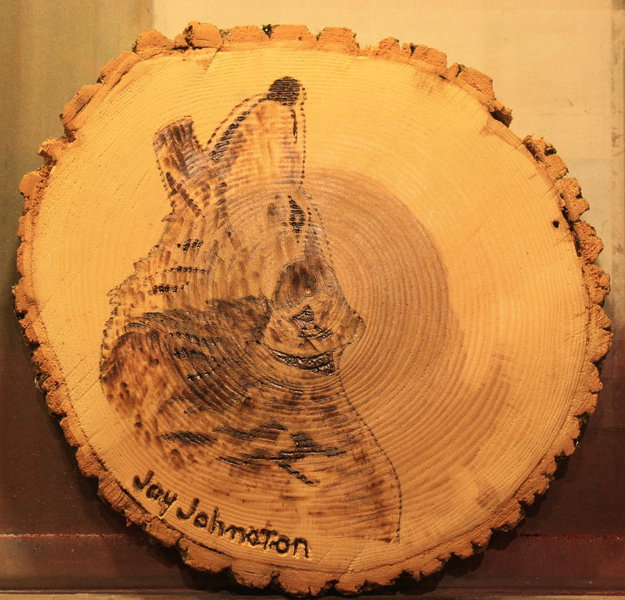 Wildlife Pyrography - Howling Wolf by Jay Johnston