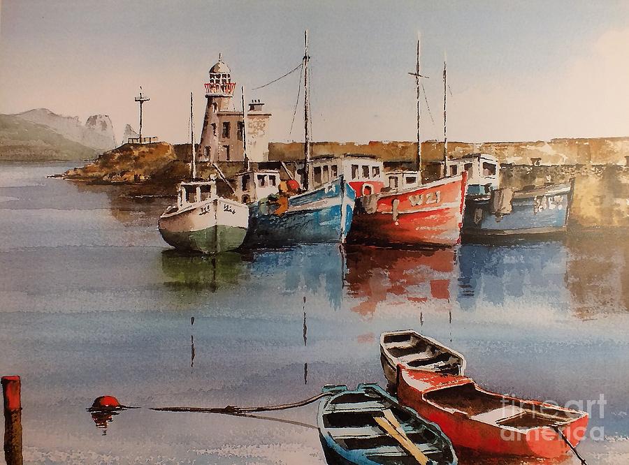 Howth Harbour Dublin Painting by Val Byrne