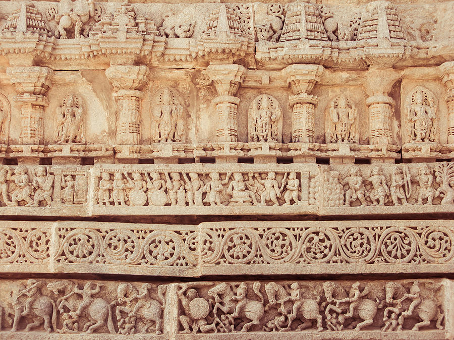 Architecture Photograph - Ancient Hoyshala Mural in India by Nila Newsom
