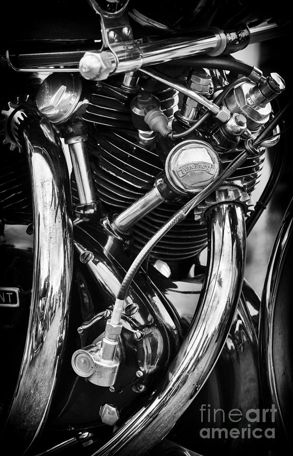 Hrd Vincent Series D Engine Detail Monochrome Photograph by Tim Gainey