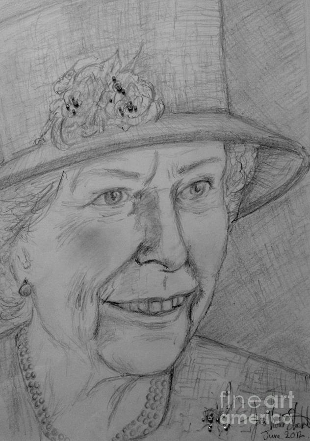 H R H Queen Elizabeth II Drawing by Joan-Violet Stretch