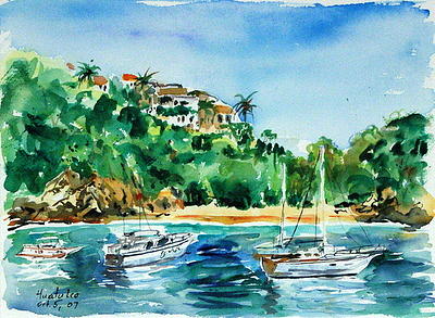 Huatulco Bay Mexico I Painting by Ingrid Dohm