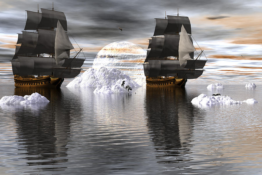 Hudson Bay ships Digital Art by Claude McCoy
