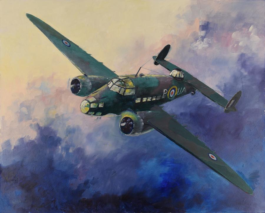 Airplane Painting - Hudson bomber by Geoff Amos