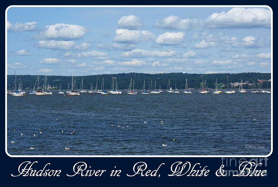 Hudson River in Red White Blue Photograph by Irene Czys