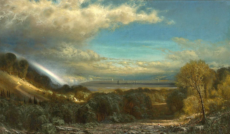 Hudson River Landscape Painting by Attributed to James Fairman