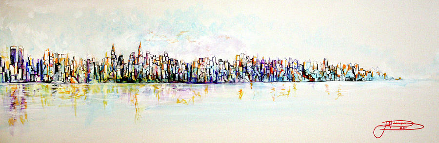 Skyline Painting - Hudson River View by Jack Diamond