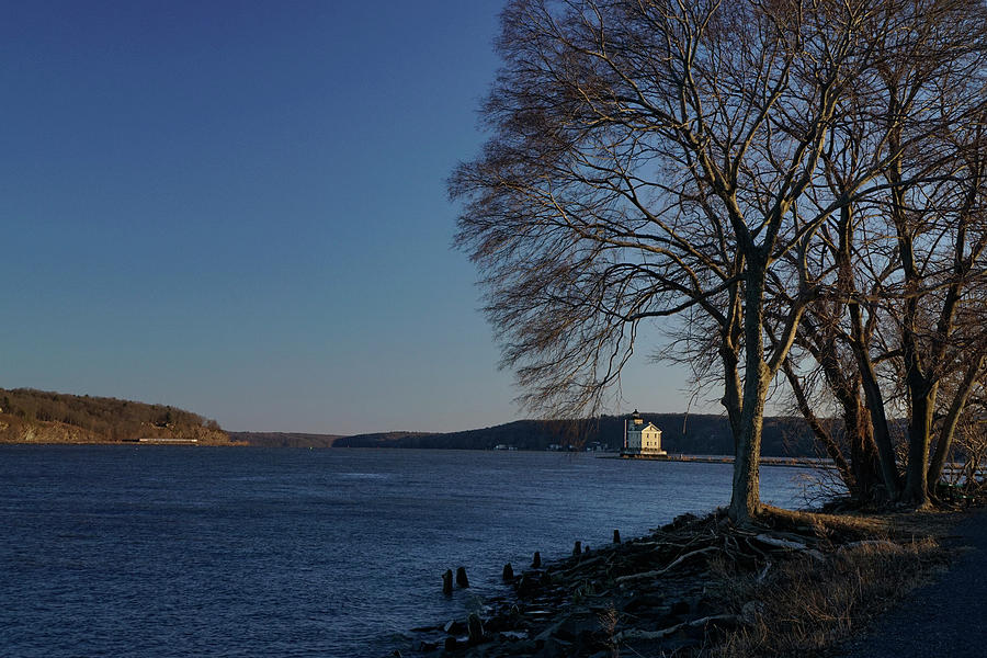 Hudson River with Lighthouse Photograph by Nancy De Flon