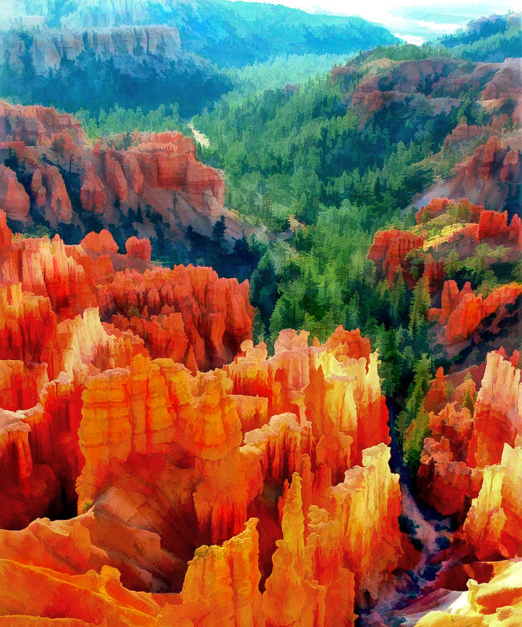 Nature Painting - Hues of the Hoodoos in Bryce Canyon National Park by Elaine Plesser