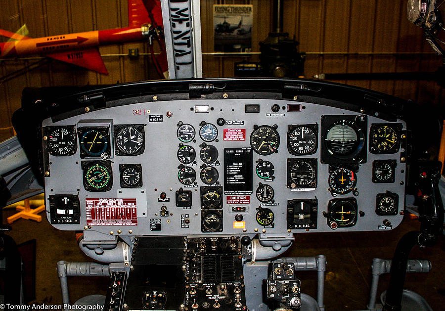 Helicopter Photograph - Huey Instrument Panel by Tommy Anderson