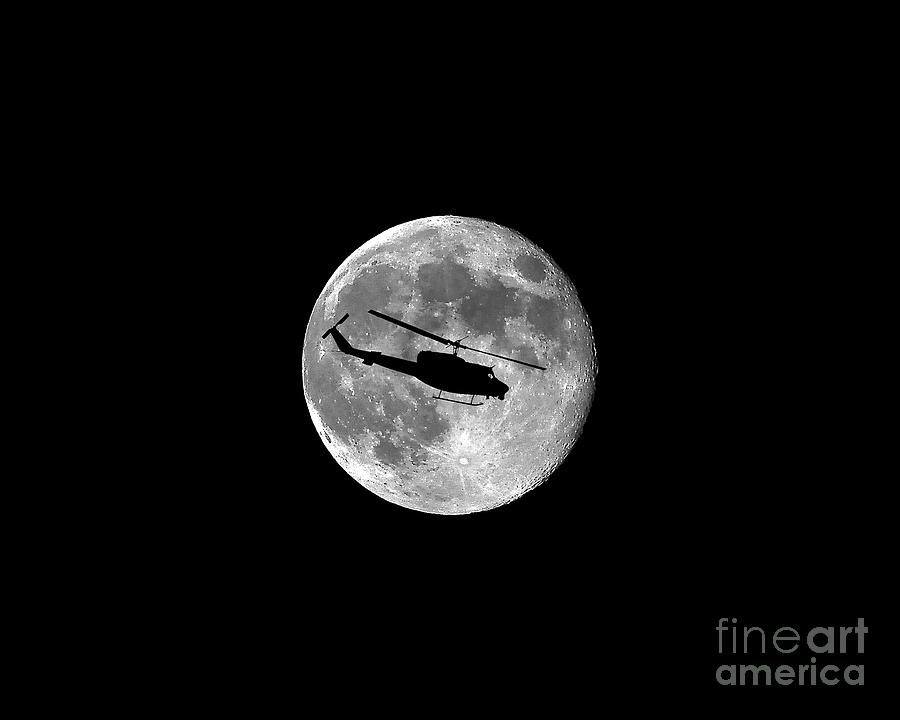 Helicopter Photograph - Huey Moon .png by Al Powell Photography USA
