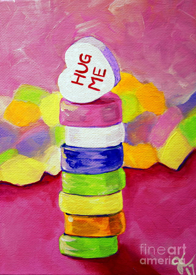 Hug Me Candy Hearts Tower Painting by Jackie Carpenter