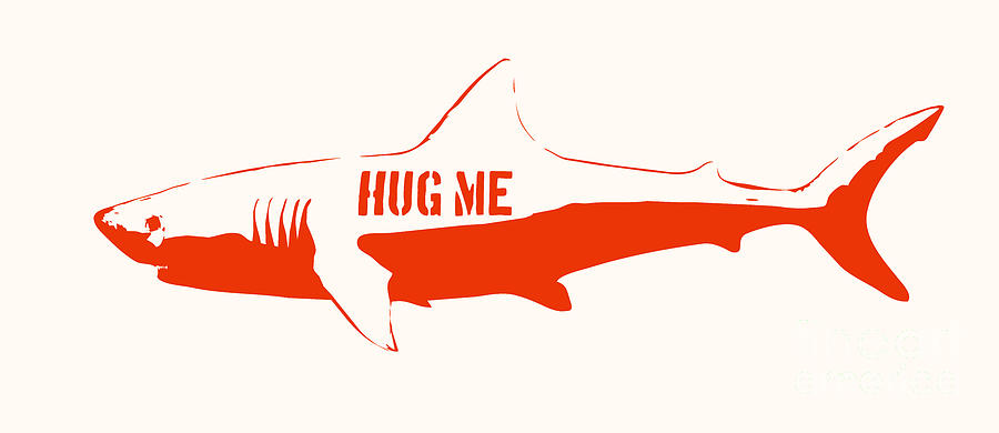 Jaws Painting - Hug Me Shark by Pixel Chimp