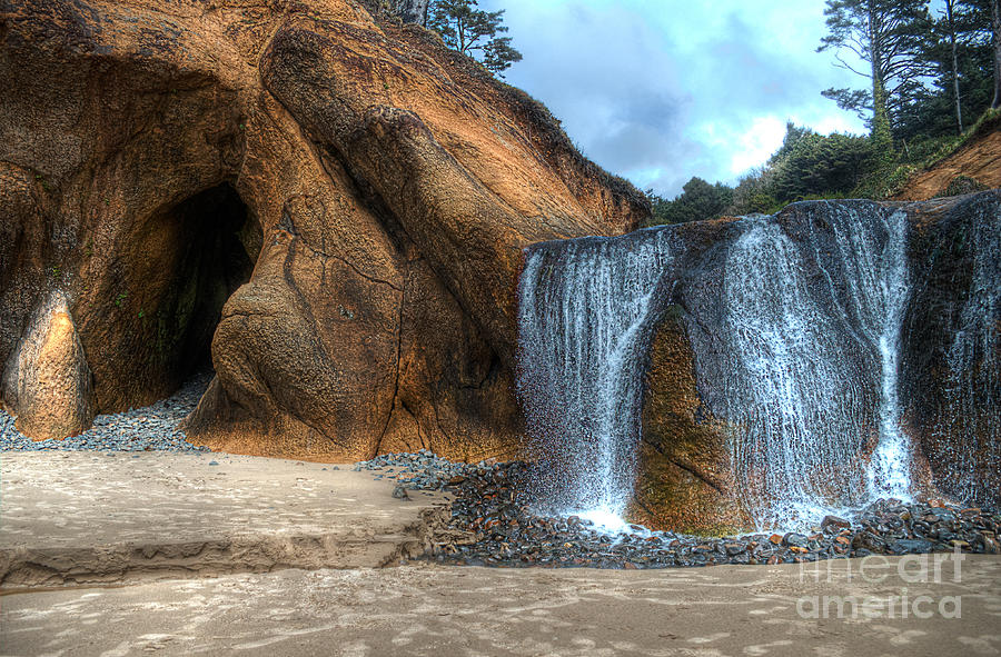 Mountain Photograph - Hug Point Waterfall by Hilton Barlow