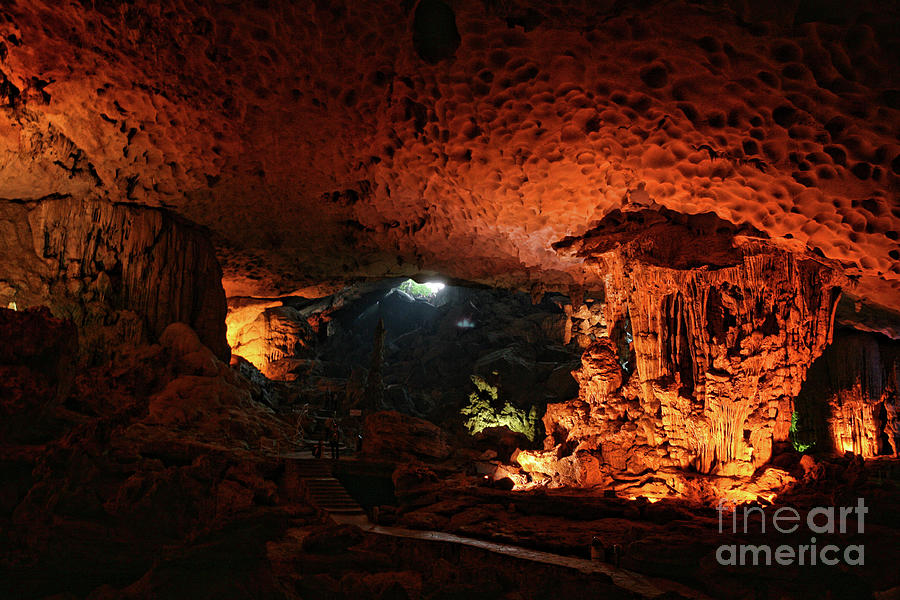 Halong Bay Photograph - Huge Limestone Cave Vietnam by Chuck Kuhn