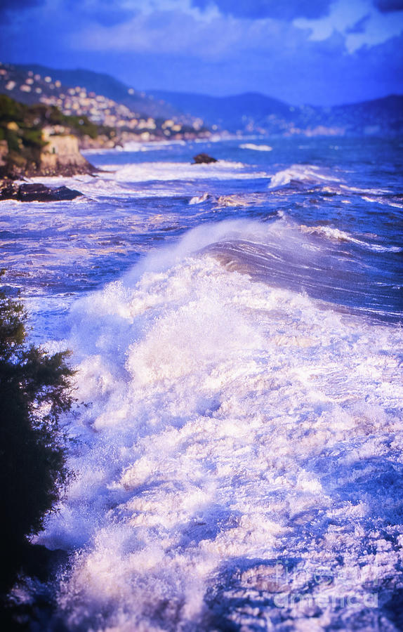 Huge wave in Ligurian Sea Photograph by Silvia Ganora