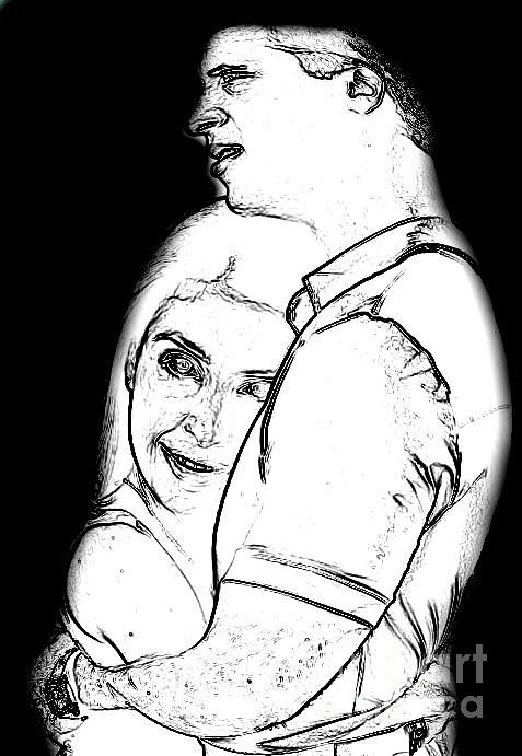 Man And Woman Drawing - Hugging Couple by Deborah Selib-Haig