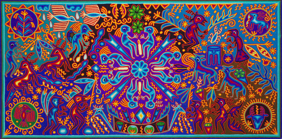 Tobacco Painting - Huichol Ceremony by Andrew Osta
