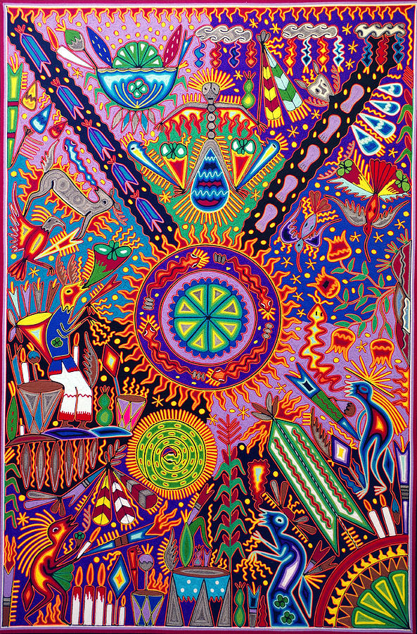 Huichol Shamanic Ceremony Painting by Andrew Osta