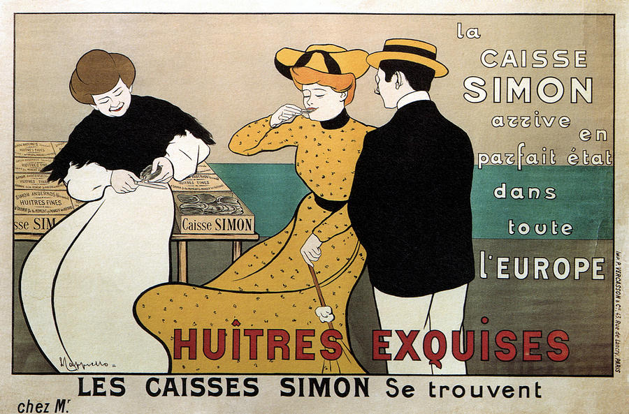 Huitres Exquises - Les Caisses Simon Se Trouvent - Vintage Advertising Poster Mixed Media