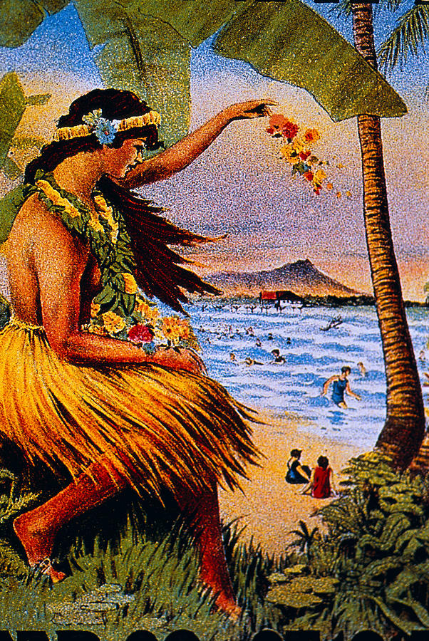 Hula Flower Girl 1915 Painting by Hawaiian Legacy Archive - Printscapes
