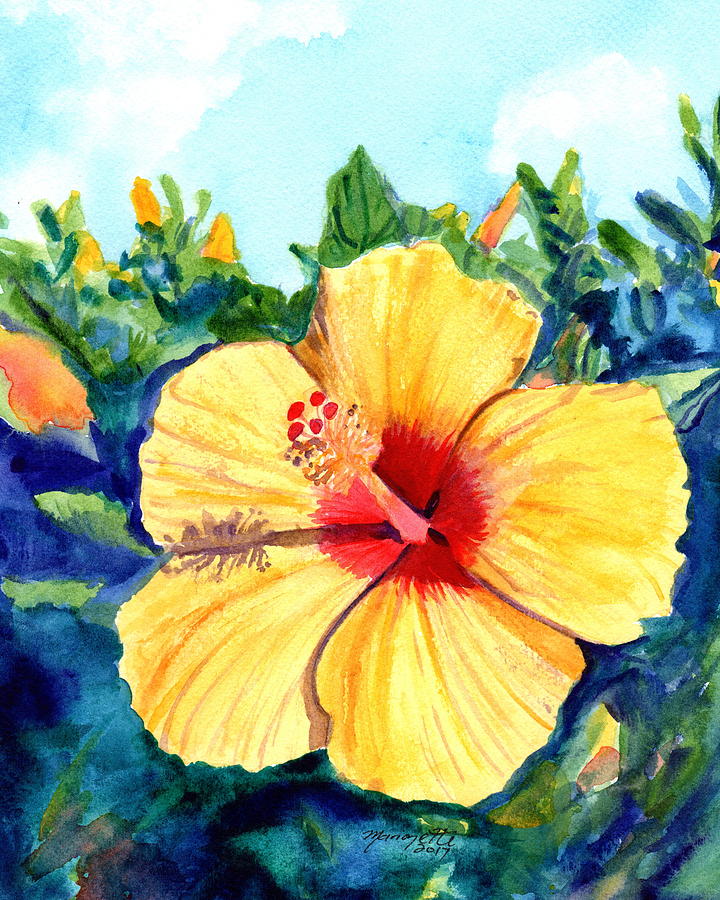 Hula Girl Hibiscus Painting by Marionette Taboniar