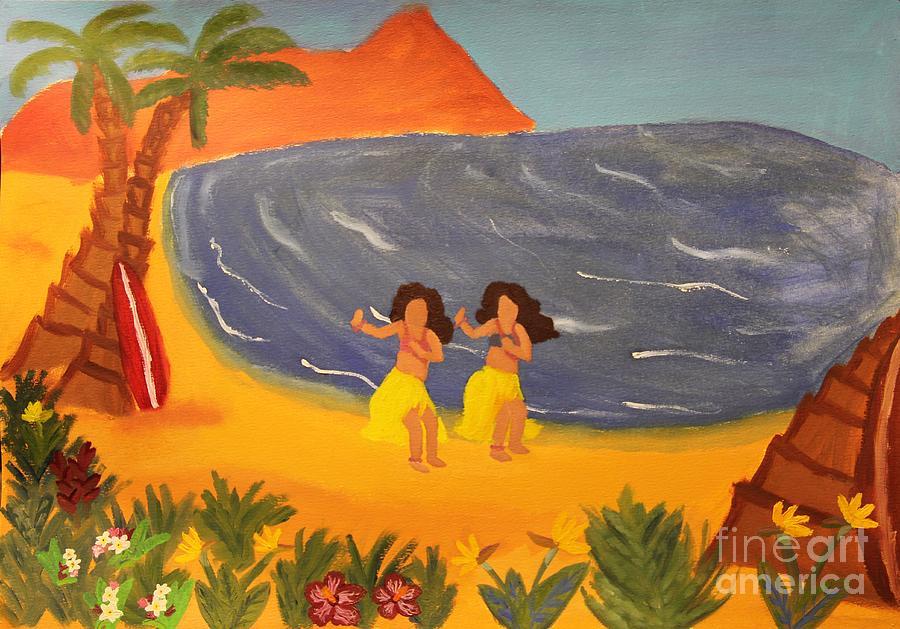 Hula Girls Painting by Marina McLain