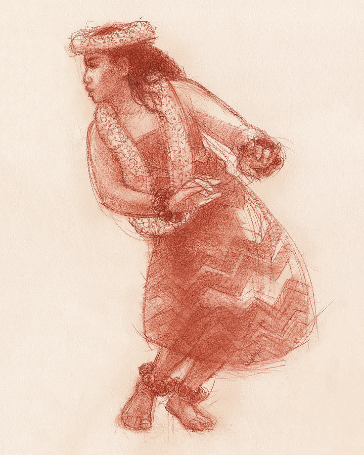 Hula Waikoloa Drawing by Judith Kunzle