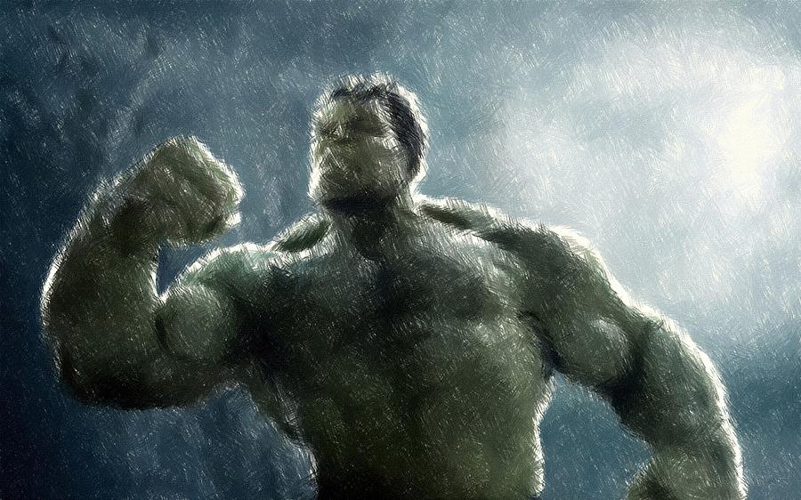 Hulk Oil Pastel Sketch Drawing by Movie Poster Prints
