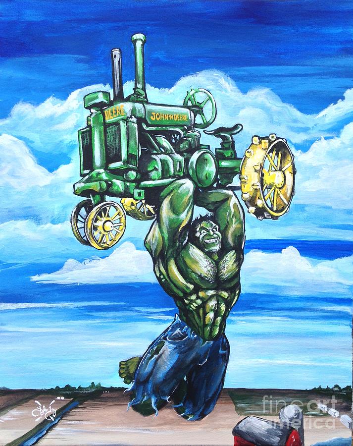 Hulk with John Deere Painting by Tyler Haddox